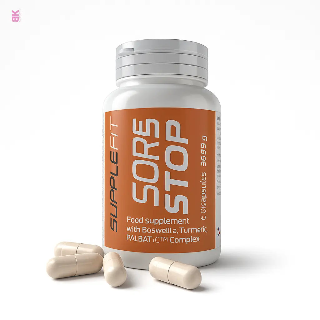 SORE STOP + – COMPLÉMENT ANTI-INFLAMMATOIRE, RÉDUCTION DE LA DOULEUR & MAINTIEN DE L'ÉNERGIE BAKERAMAK